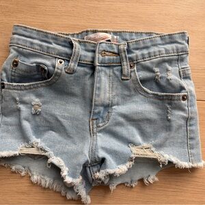 Vintage Havana Light Blue Distressed Kids Shorts